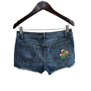 Silence + Noise Embroidered Mushroom Denim Cutoff Shorts Size 28